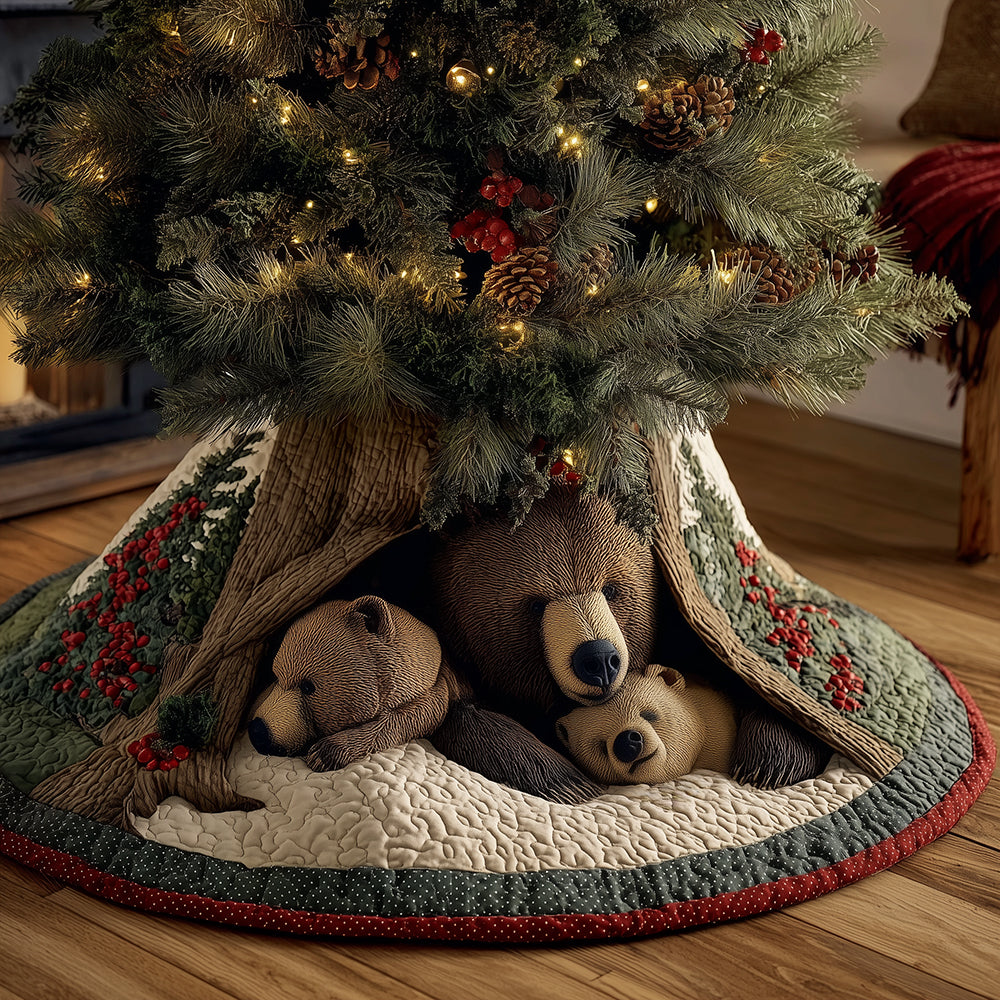 Northwoods Bear Nook Christmas Quilted Tree Skirt NCU0TH3604