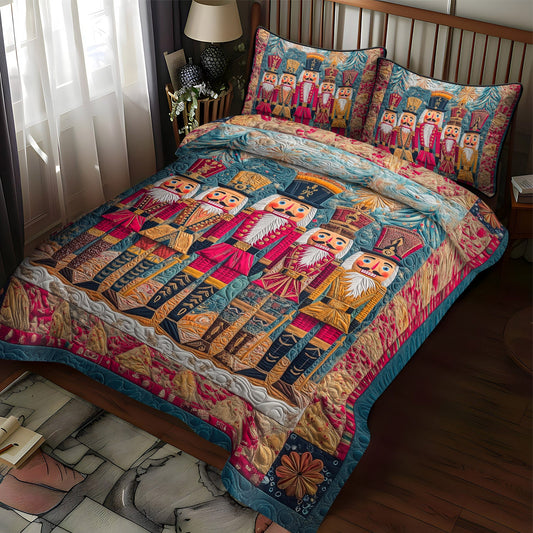 Nostalgic Nutcracker 3-Piece Quilted Bedding Set NCU0TL1594