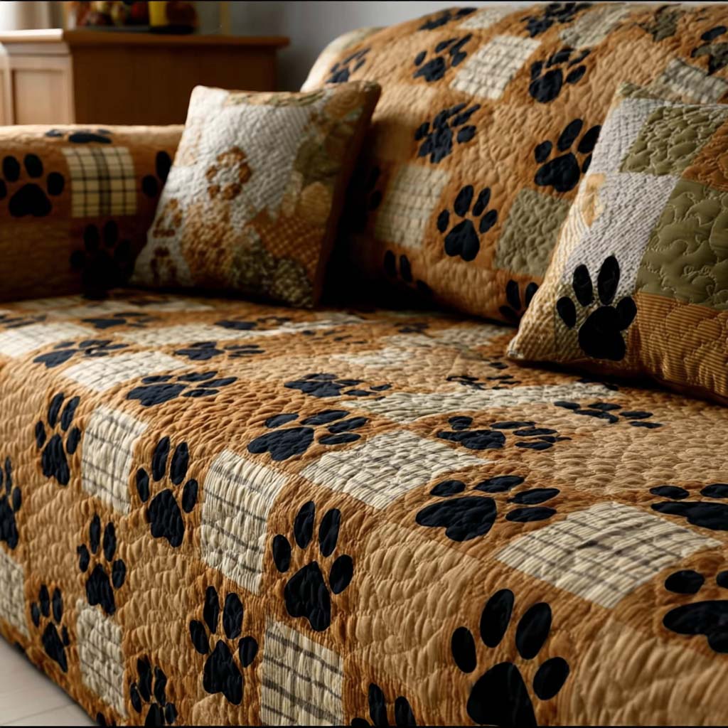 Nostalgic Paw Quilted Sofa Cover NCU0NT11732