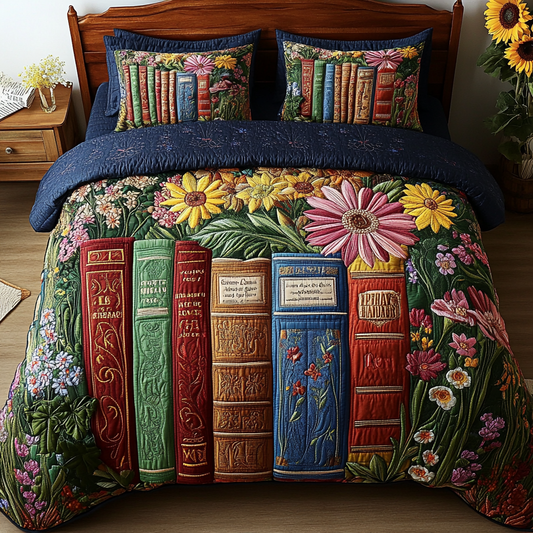 Novel Nights 3-Piece Quilted Bedding Set NCU0VL1411