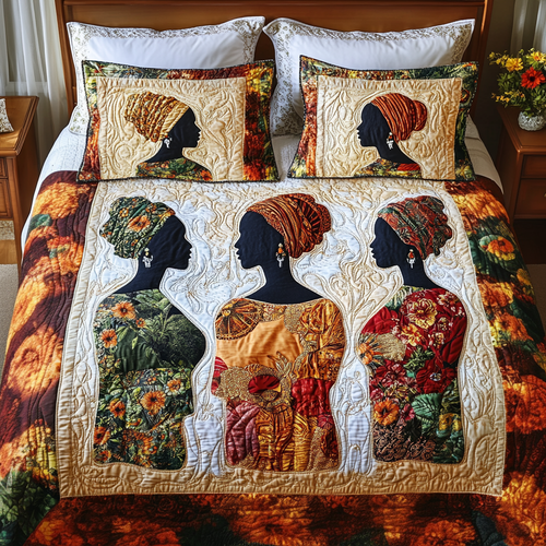 Nubian Elegance 3-Piece Quilted Bedding Set NCU0VH2035