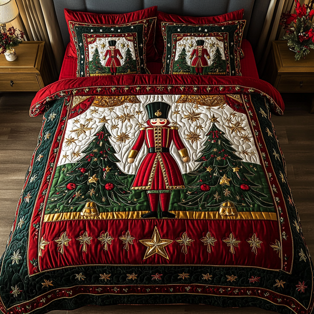 Nutcracker Charm 3-Piece Quilted Bedding Set NCU0VH865