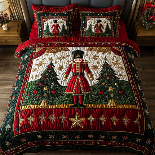 Nutcracker Charm 3-Piece Quilted Bedding Set NCU0VH865