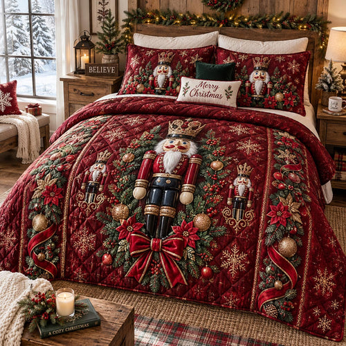 Nutcracker Holiday Parade 3-Piece Quilted Bedding Set NCU0DV10146