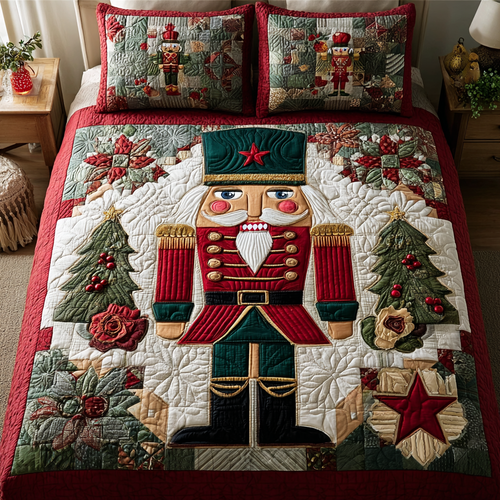 Nutcracker Joy 3-Piece Quilted Bedding Set NCU0DK10661