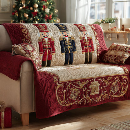 Nutcracker Royal Maroon Quilted Sofa Cover NCU0HH1390