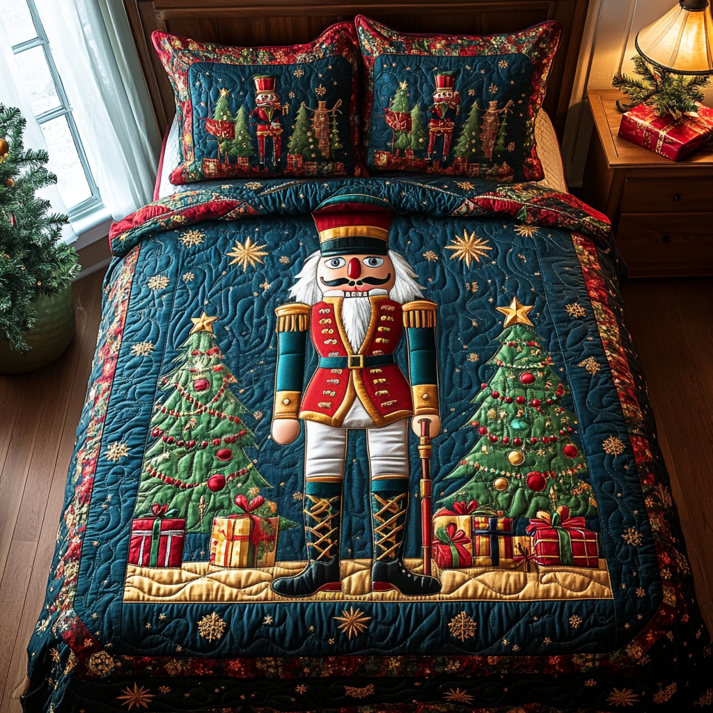Nutcracker Wonderland 3-Piece Quilted Bedding Set NCU0DV1753