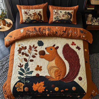 Nutty Autumn Adventure 3-Piece Quilted Bedding Set NCU0PT7853