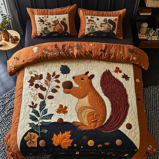 Nutty Autumn Adventure 3-Piece Quilted Bedding Set NCU0PT7853