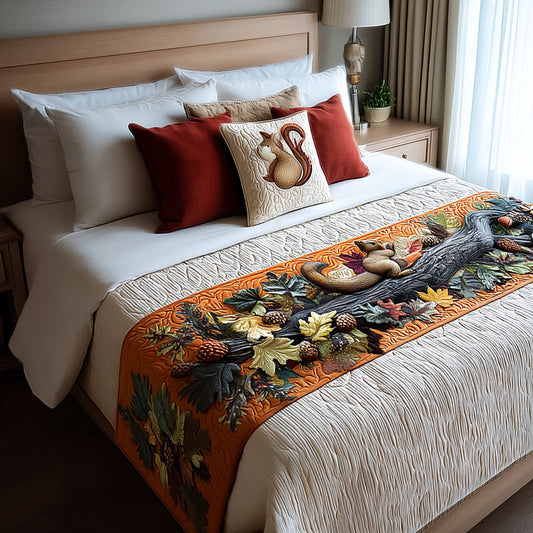 Nutty Autumn Fun Quilted Bed Runner NCU0PT7940