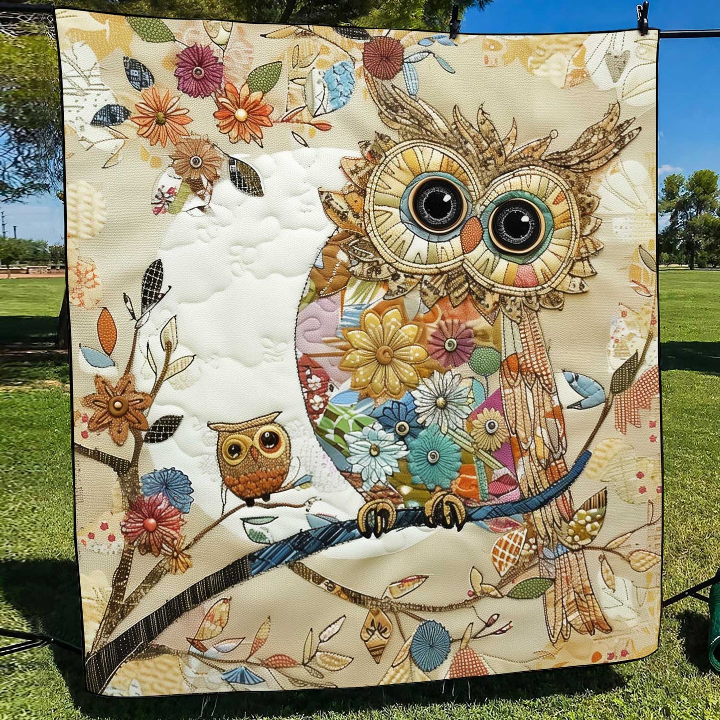 Colorful Owl Patchwork Quilted Blanket NCU0HY004