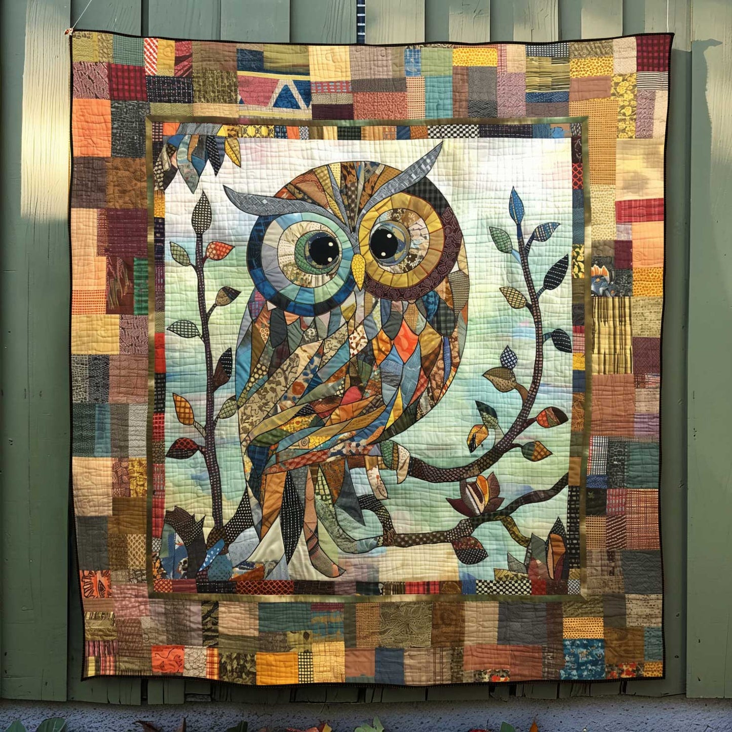 Vintage Owl Patchwork Quilted Blanket NCU0HY008