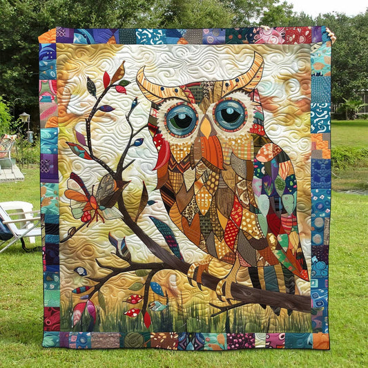 Vintage Owl Patchwork Quilted Blanket NCU0HY012