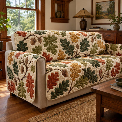 Oak Acorns Quilted Sofa Cover NCU0VL3762