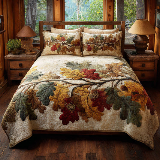 Oak Harvest 3-Piece Quilted Bedding Set NCU0VL3642