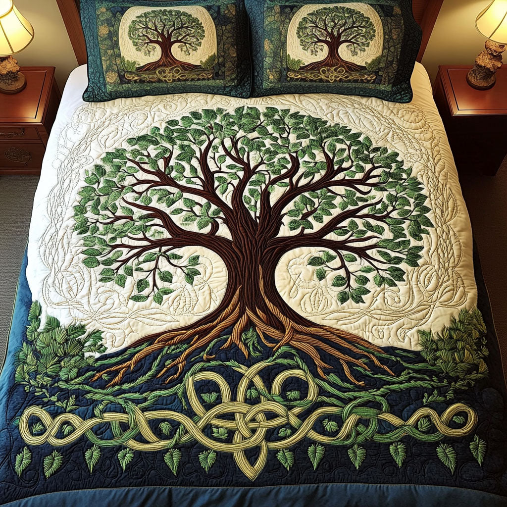 Oak of Wisdom 3-Piece Quilted Bedding Set NCU0NT2680
