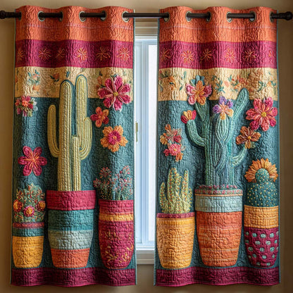 Oasis Bloom Cactus Quilted Curtains NCU0XD2007