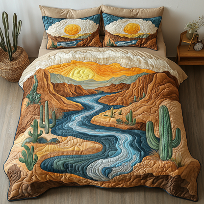Oasis Escape 3-Piece Quilted Bedding Set NCU0VH3451