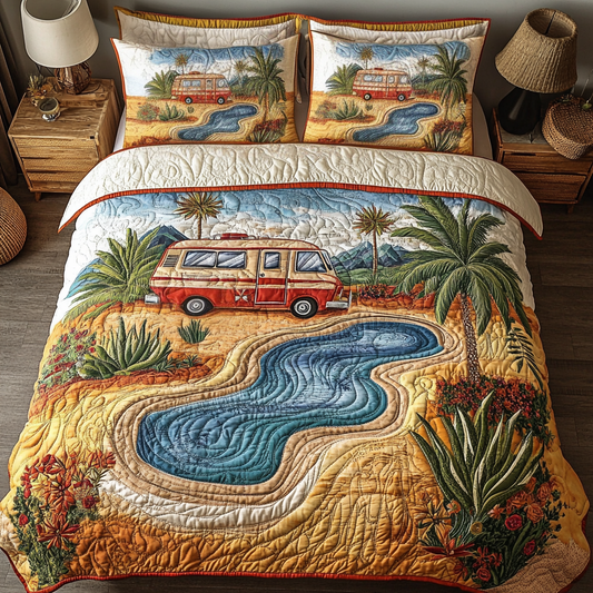 Oasis Escape 3-Piece Quilted Bedding Set NCU0VH5426