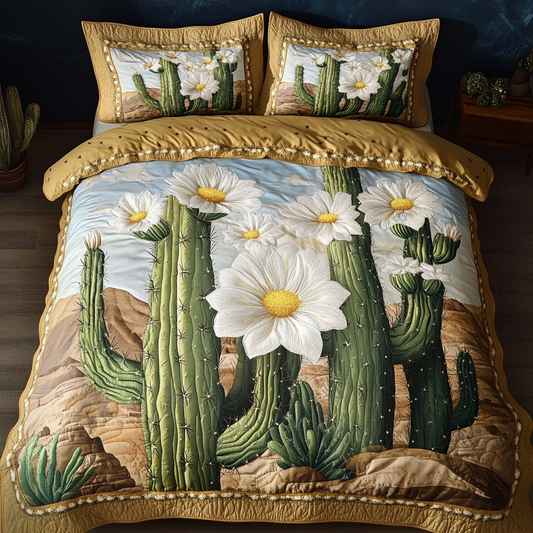 Oasis Flower 3-Piece Quilted Bedding Set NCU0DK6620