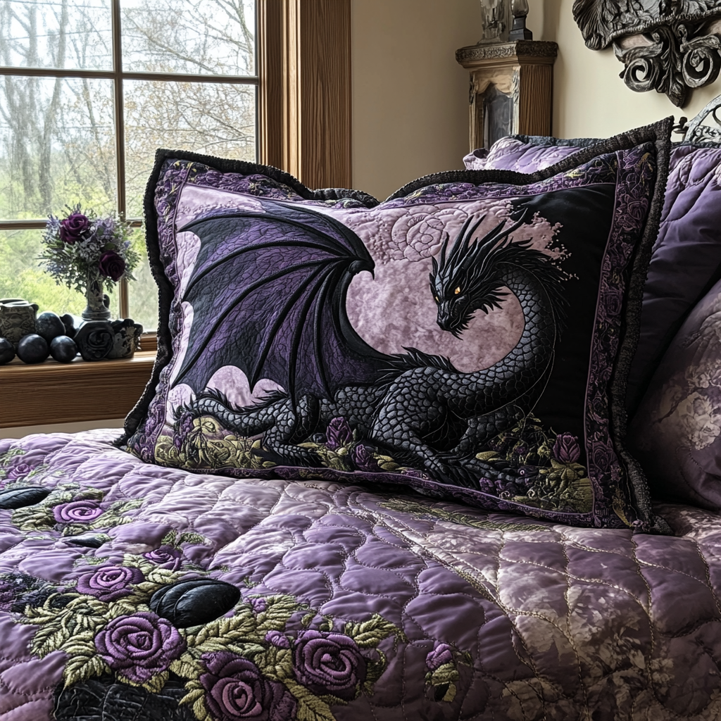 Obsidian Wyrm Quilted Bedding Pillow Case NCU0DV2807