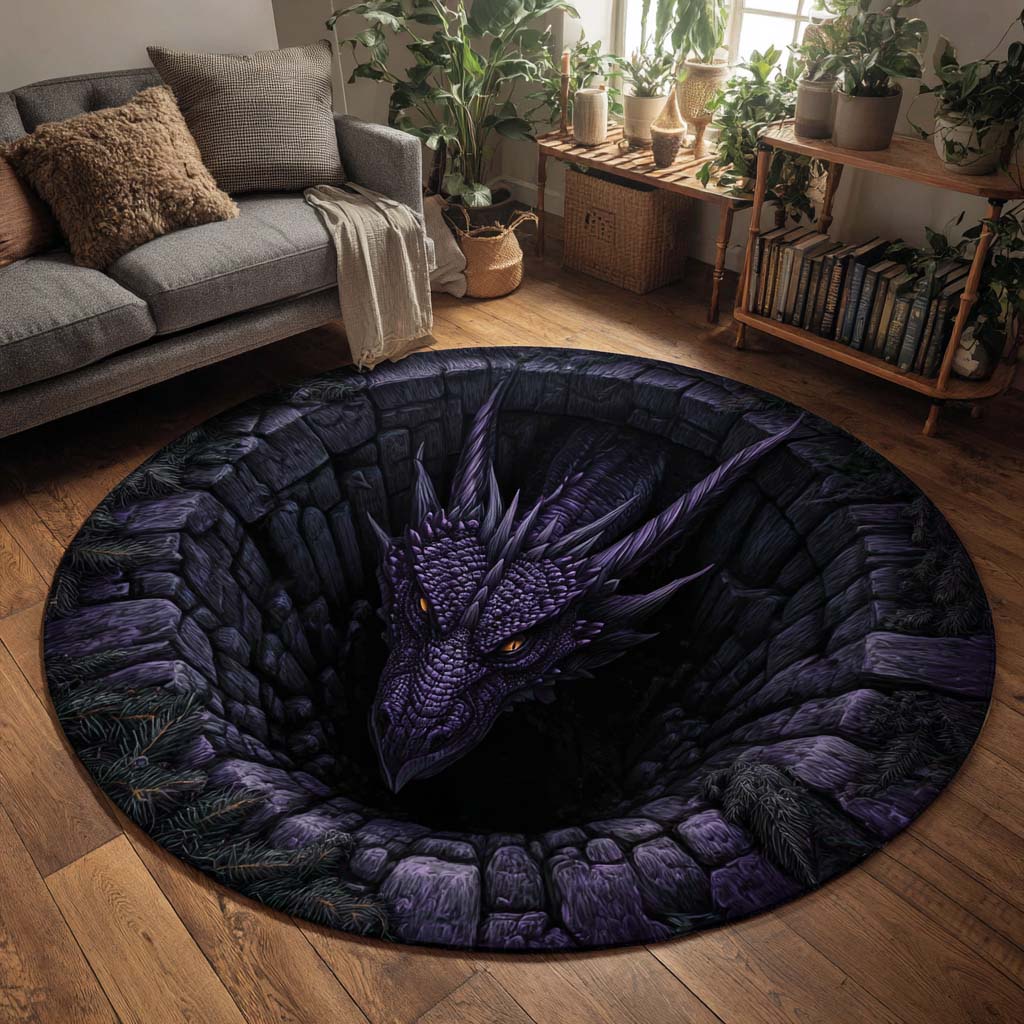 Obsidian Pit Dragon Round Carpet NCU0HH1919