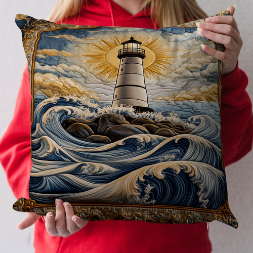 Ocean Breeze Lighthouse Quilted Pillow Case NCU0NT3489