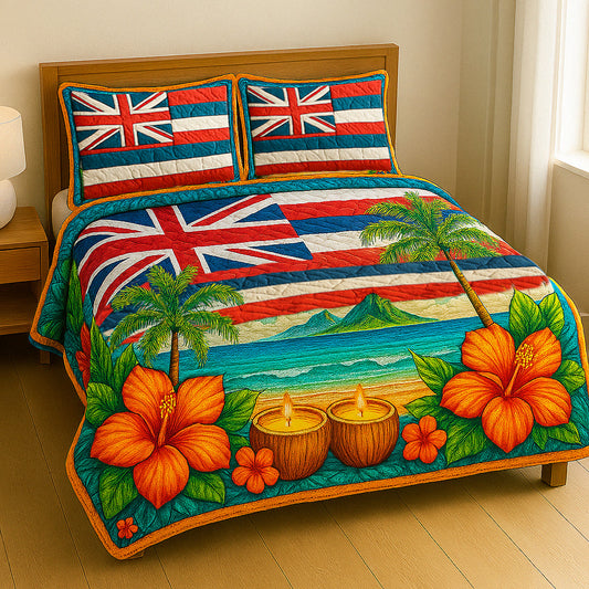 Ocean Sunset 3-Piece Quilted Bedding Set NCU0NT5813