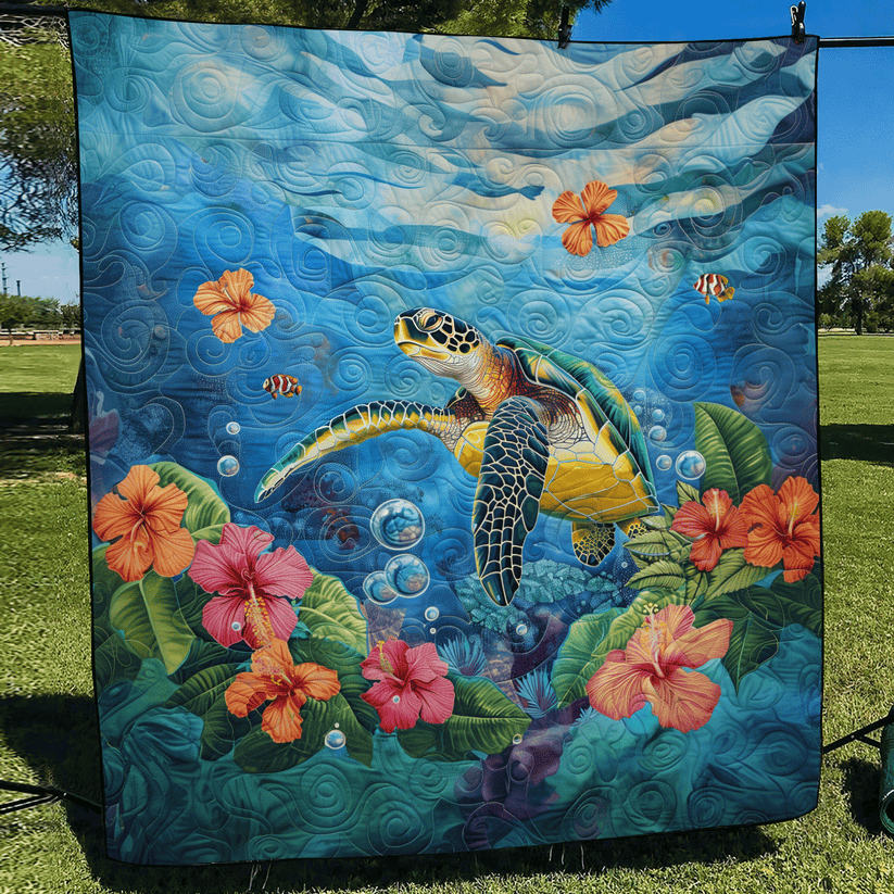 Sunset Shore Turtle Quilted Round Mat NCU0DQQ0760