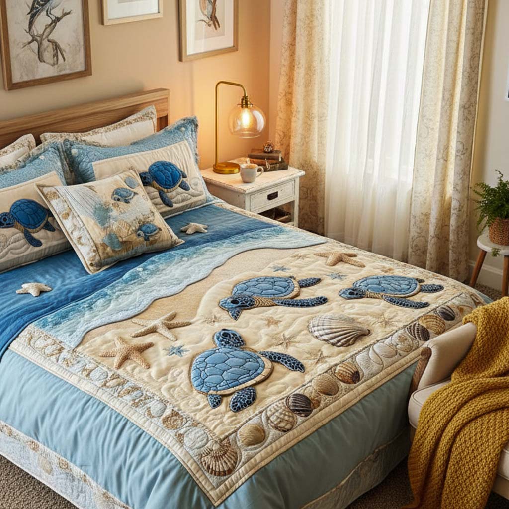 Ocean Waves 3-Piece Quilted Bedding Set NCU0NT2149