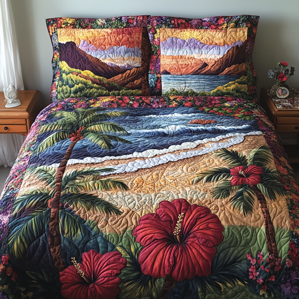 Ocean Whisper 3-Piece Quilted Bedding Set NCU0DV4319