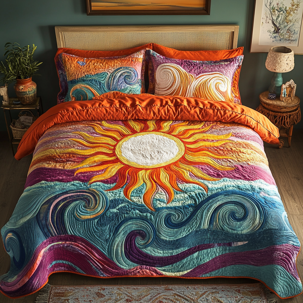 Ocean Blaze 3-Piece Quilted Bedding Set NCU0VH3692