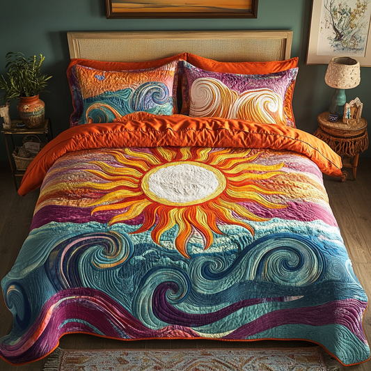 Ocean Blaze 3-Piece Quilted Bedding Set NCU0VH3692
