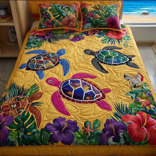 Ocean Bloom 3-Piece Quilted Bedding Set NCU0NT11710