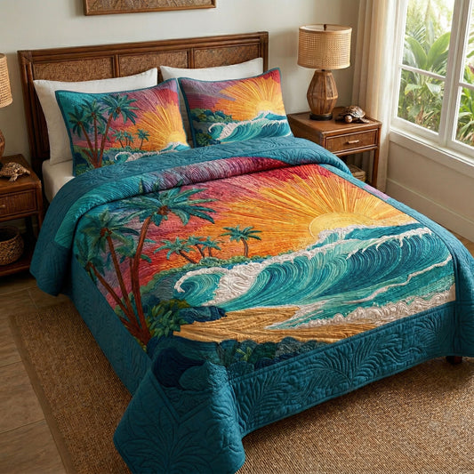 Ocean Bloom 3-Piece Quilted Bedding Set NCU0NT12646
