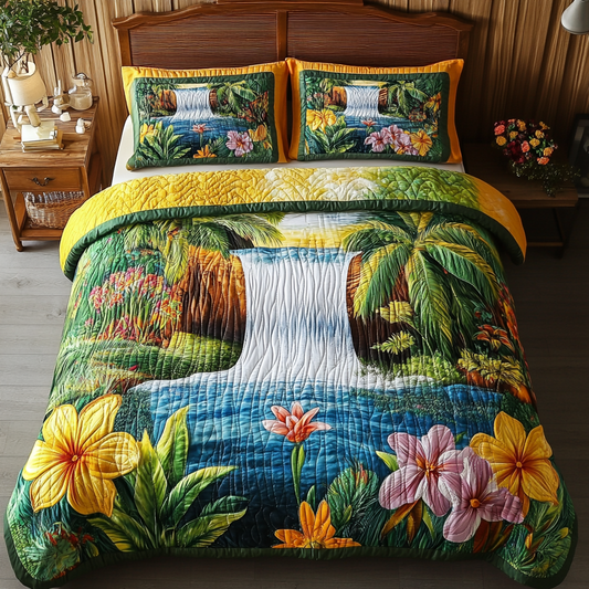 Ocean Bloom 3-Piece Quilted Bedding Set NCU0VL2428