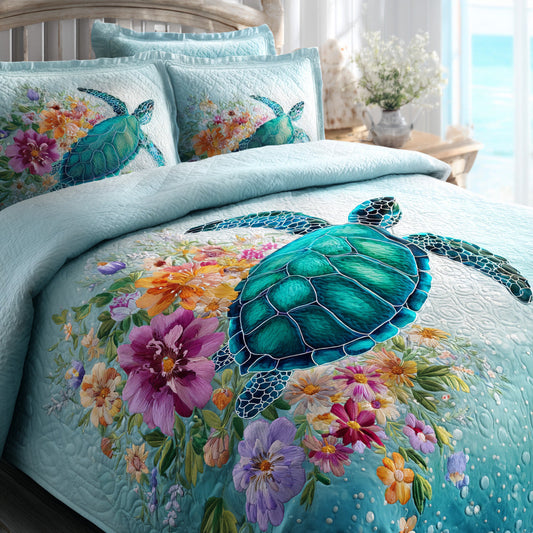 Ocean Bloom 3-Piece Quilted Bedding Set NCU0VL3155