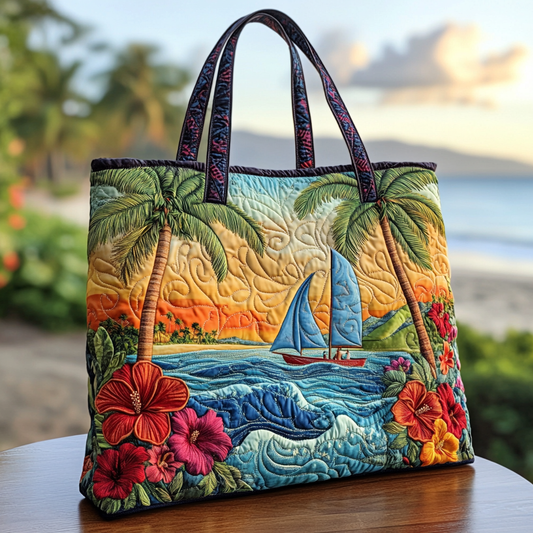 Ocean Bloom Quilted Tote Bag NCU0VL2746