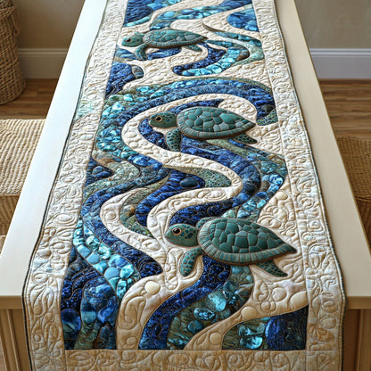 Ocean Blooms Turtle Quilted Table Runner NCU0PT2493