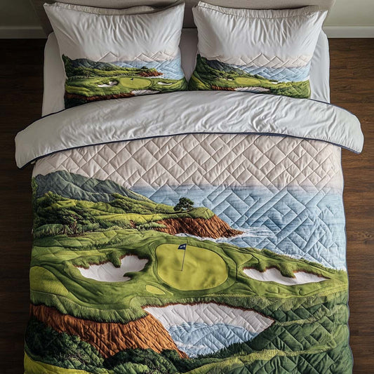 Ocean Bluff Golf Course 3-Piece Quilted Bedding Set NCU0NT7611