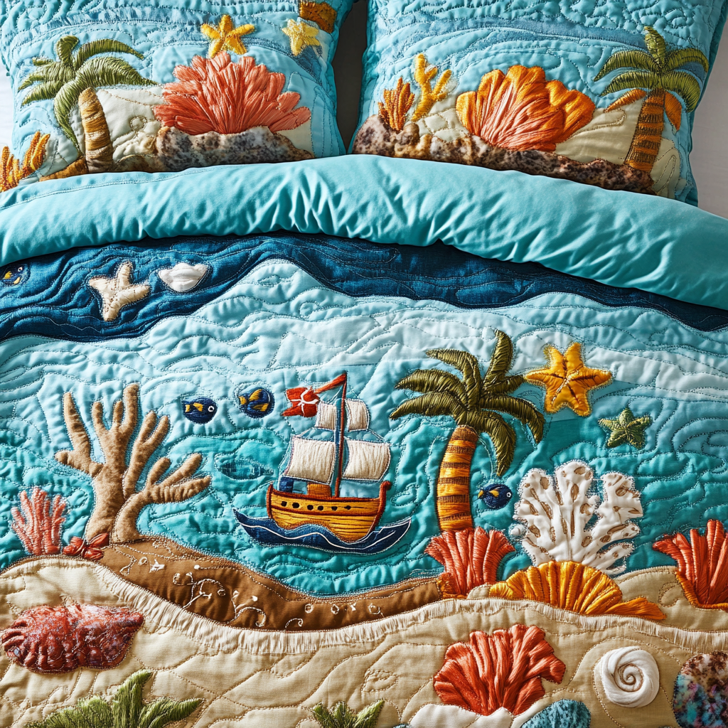 Ocean Breeze 3-Piece Quilted Bedding Set NCU0DK7912