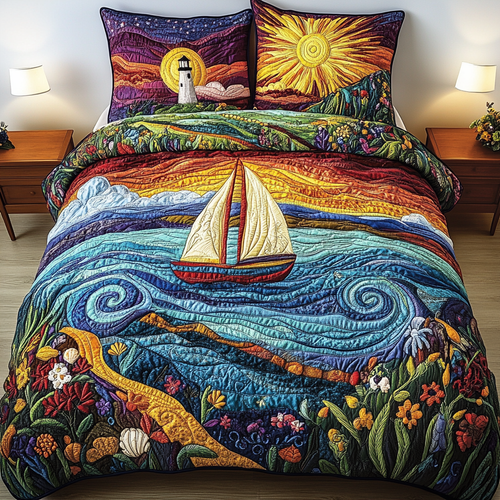 Ocean Breeze 3-Piece Quilted Bedding Set NCU0VL1357