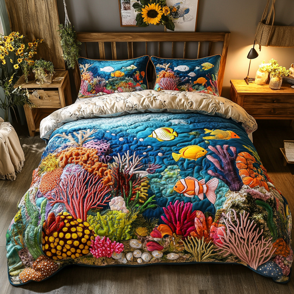 Ocean Breeze 3-Piece Quilted Bedding Set NCU0VL1620