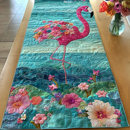 Ocean Breeze Flamingo Quilted Table Runner NCU0NT4932