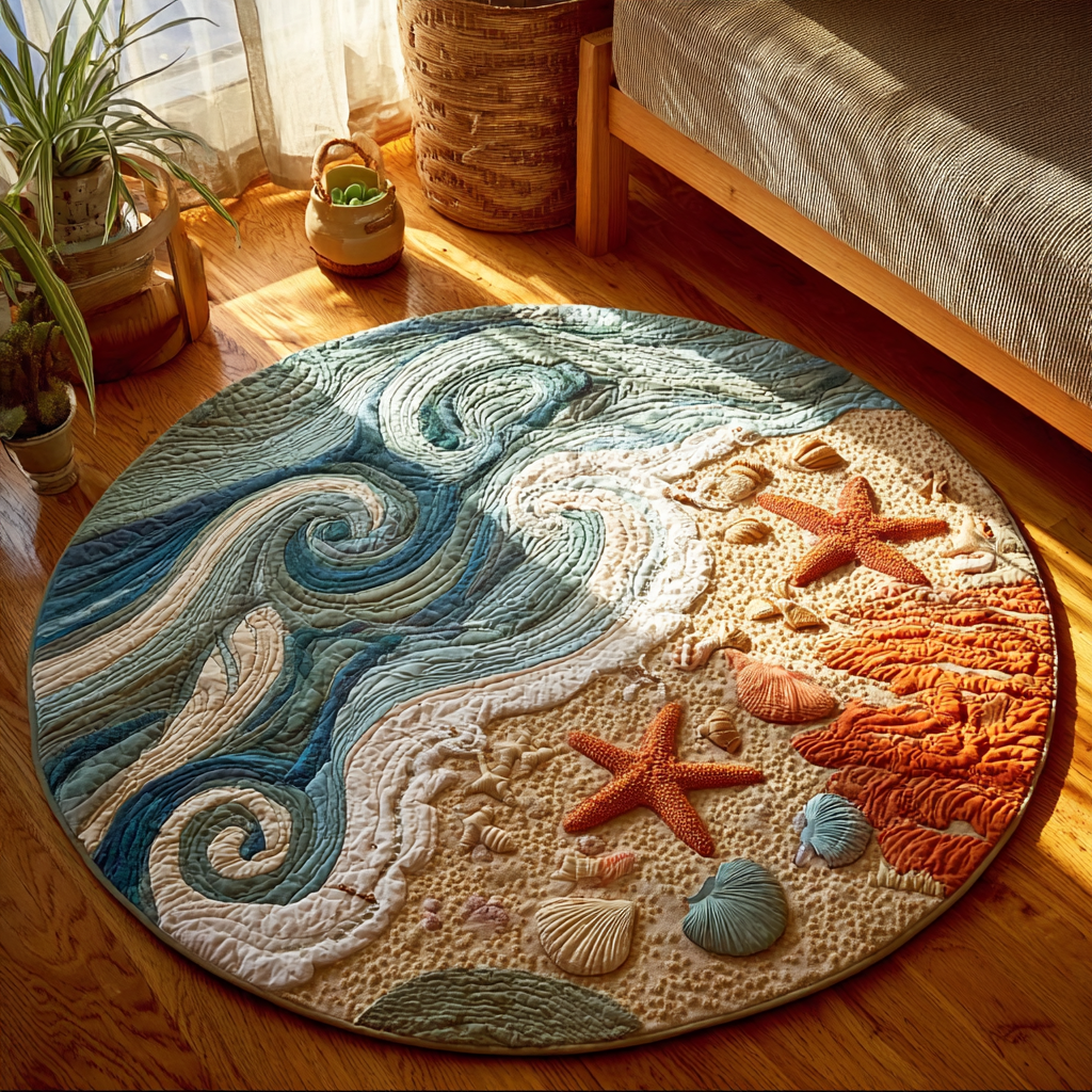 Ocean Mat Ocean Breeze Quilted Round Mat NCU0DK10102 – Vantique