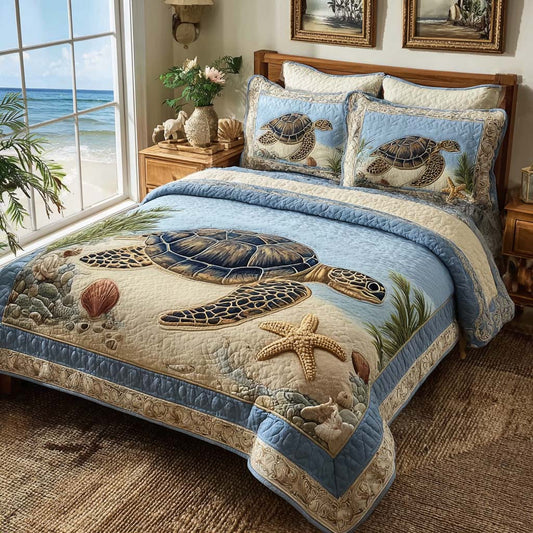 Ocean Breeze Turtle 3-Piece Quilted Bedding Set NCU0NT11711