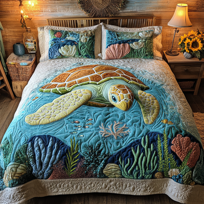 Ocean Calm 3-Piece Quilted Bedding Set NCU0VL1625