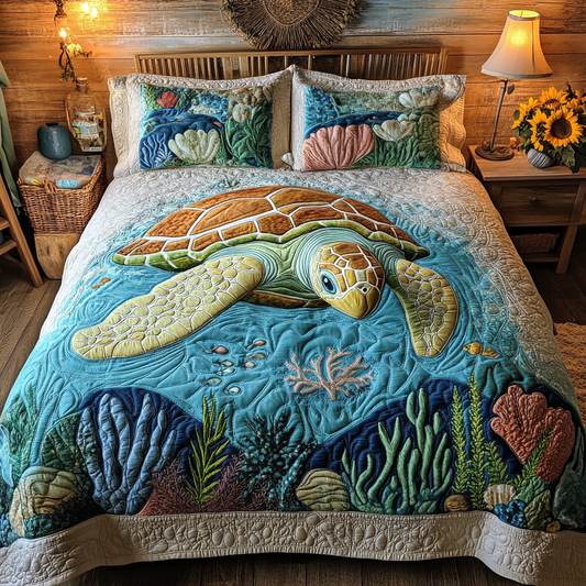 Ocean Calm 3-Piece Quilted Bedding Set NCU0VL1625
