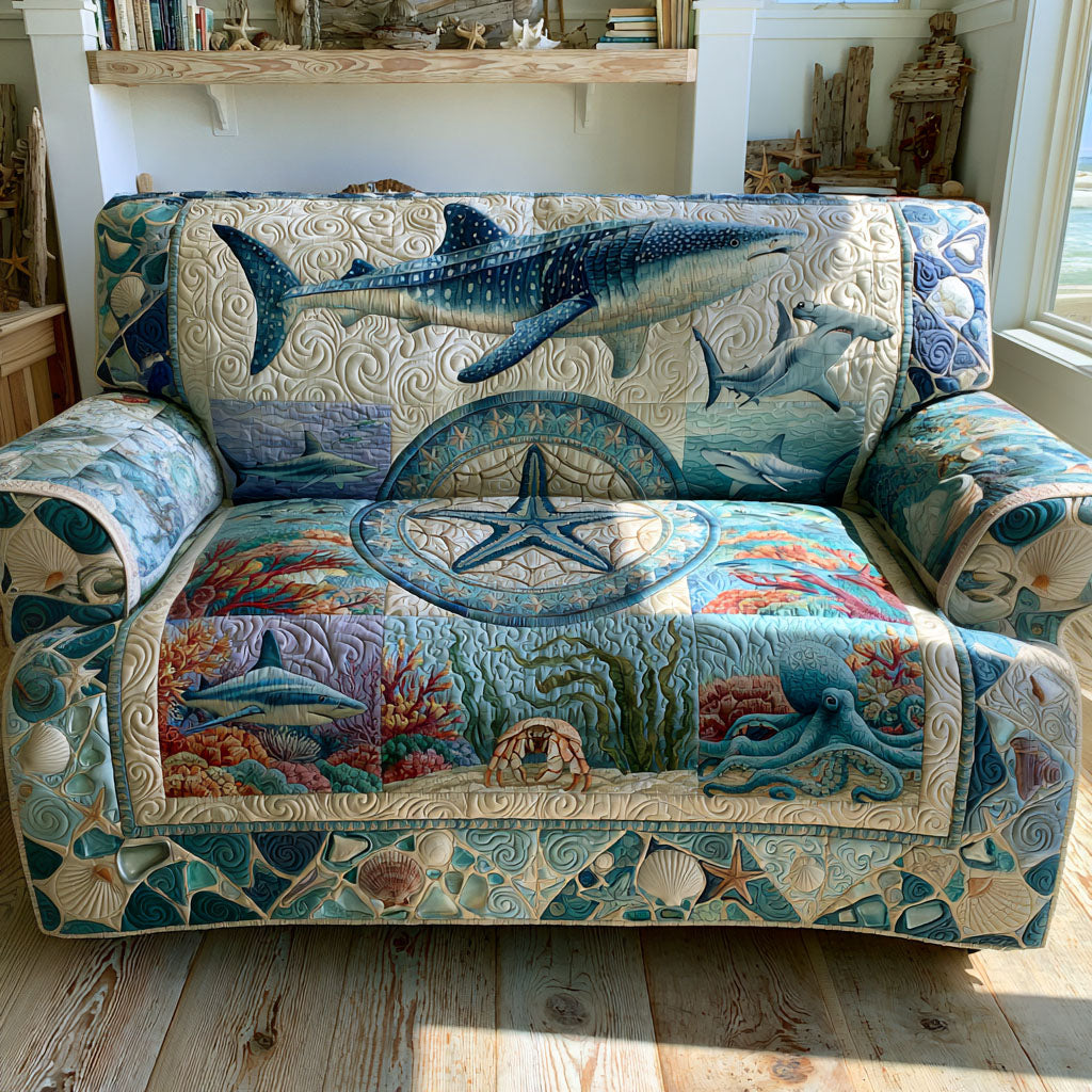 Ocean Compass Quilted Sofa Cover NCU0PT11983