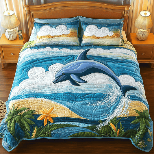 Ocean Dolphin Quilted Bedding Set NCU0TH2709